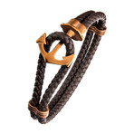Braided Leather Anchor Bracelet // Cappuccino