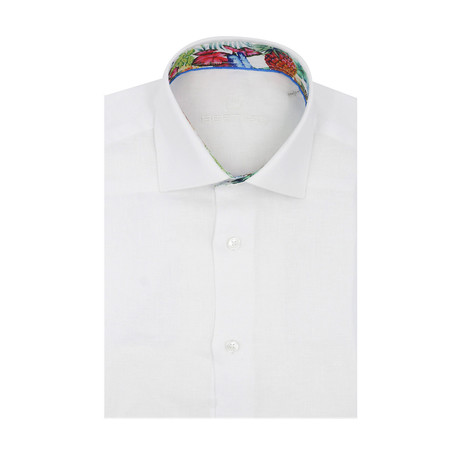 Solid Linen Short Sleeve Shirt // White (S)