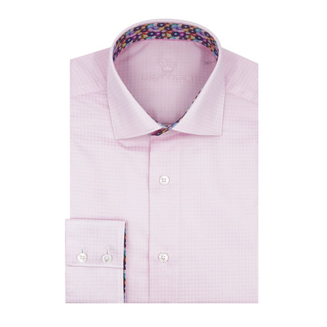 Slight Textered Dotted Dobby Long Sleeve Shirt // Pink (S)