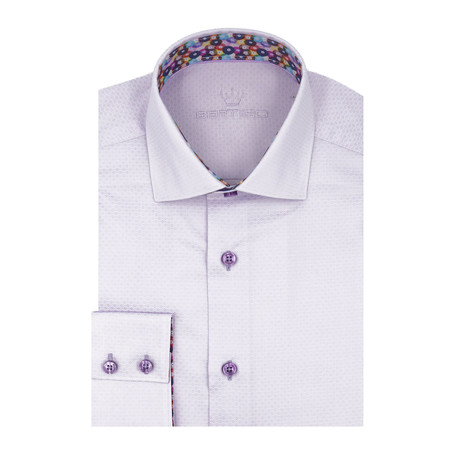 Slight Textered Dotted Dobby Long Sleeve Shirt // Purple (S)