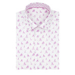 Sail Boat Poplin Print Short Sleeve Shirt // Purple + White (XL)