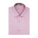 Solid Linen Short Sleeve Shirt // Pink (XL)