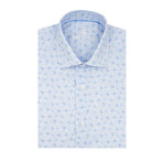 Floral Poplin Print Short Sleeve Shirt // Blue (M)
