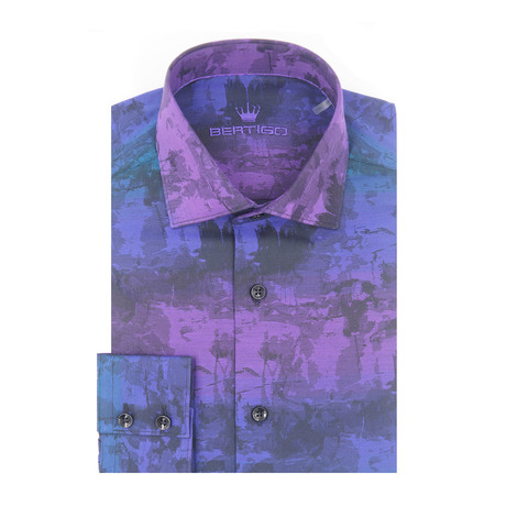 Gradient Abstract Design Jacquard Long Sleeve // Blue + Purple (S)