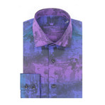 Gradient Abstract Design Jacquard Long Sleeve // Blue + Purple (L)