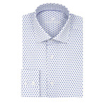 Dotted Poplin Print Long Sleeve Shirt // White + Blue (3XL)