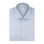 Lineal Abstract Textered Design Jacquard Short Sleeve Shirt // Blue (XL)