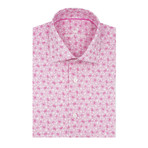 Floral Poplin Print Short Sleeve Shirt // Pink (L)