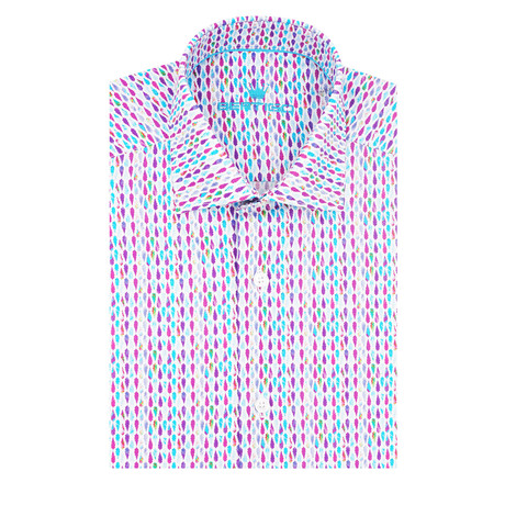 Tear Drop Poplin Print Short Sleeve Shirt // Multicolor (S)