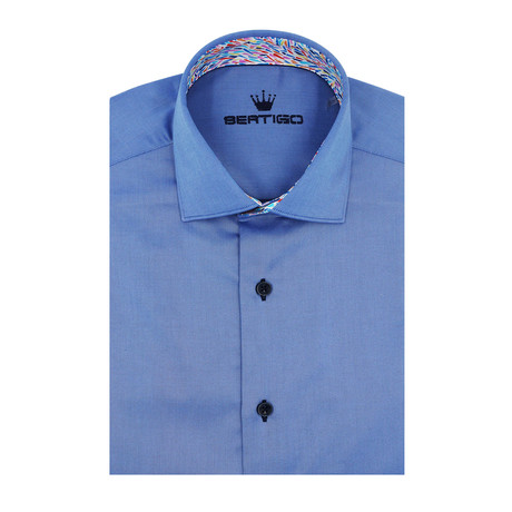 Solid Twill Short Sleeve Shirt // Navy Blue (S)