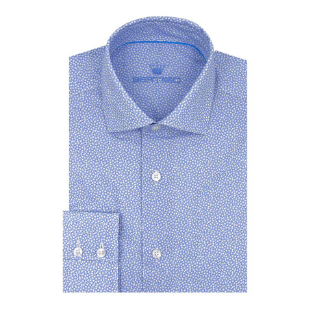 Small Stars Poplin Print Long Sleeve Shirt // Blue (S)