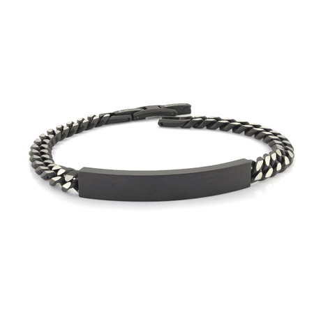 Stainless Steel ID Plate Curb Bracelet // 7mm // Black