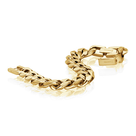 Stainless Steel 6-Cut Polish Curb Link Bracelet // 16mm // Gold