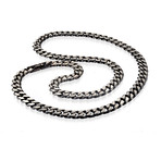 Stainless Steel Black Ion Plated Pave Cuban Link Chain // 15mm // Silver (24")