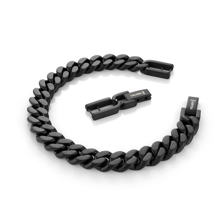 Matte Stainless Steel Curb Link Bracelet // 10mm // Black