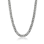 Polished Stainless Steel 6-Cut Curb Link Necklace // 16mm // Silver