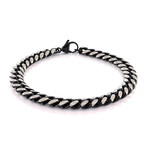 Stainless Steel Matte Diamond Cute Cuban Link Bracelet // 8mm // Black