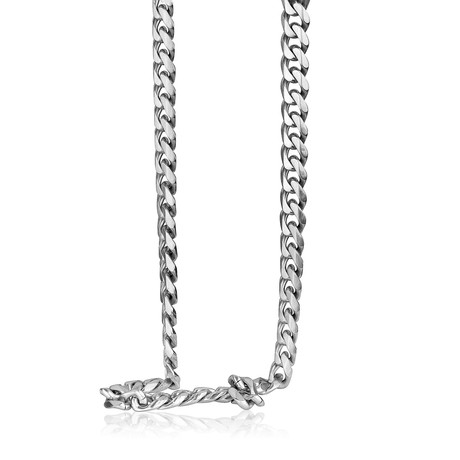 Textured Stainless Steel Matte Diamond Cut Necklace // 6mm // Silver