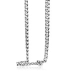 Textured Stainless Steel Matte Diamond Cut Necklace // 6mm // Silver