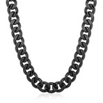 Stainless Steel Diamond Cut Edges Curb Link Necklace // 15mm // Black (24")