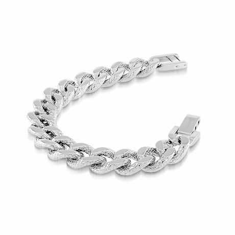 Stainless Steel Diamond Cut Edges Curb Link Bracelet // 15mm // Silver