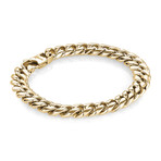 Stainless Steel Cuban Link Grooved Lines Bracelet // 10mm // Gold (8.25")