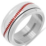 Ring // Stainless Steel And Red Enamel Baseball (9)