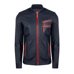 Edremit Leather Jacket // Navy Blue (L)
