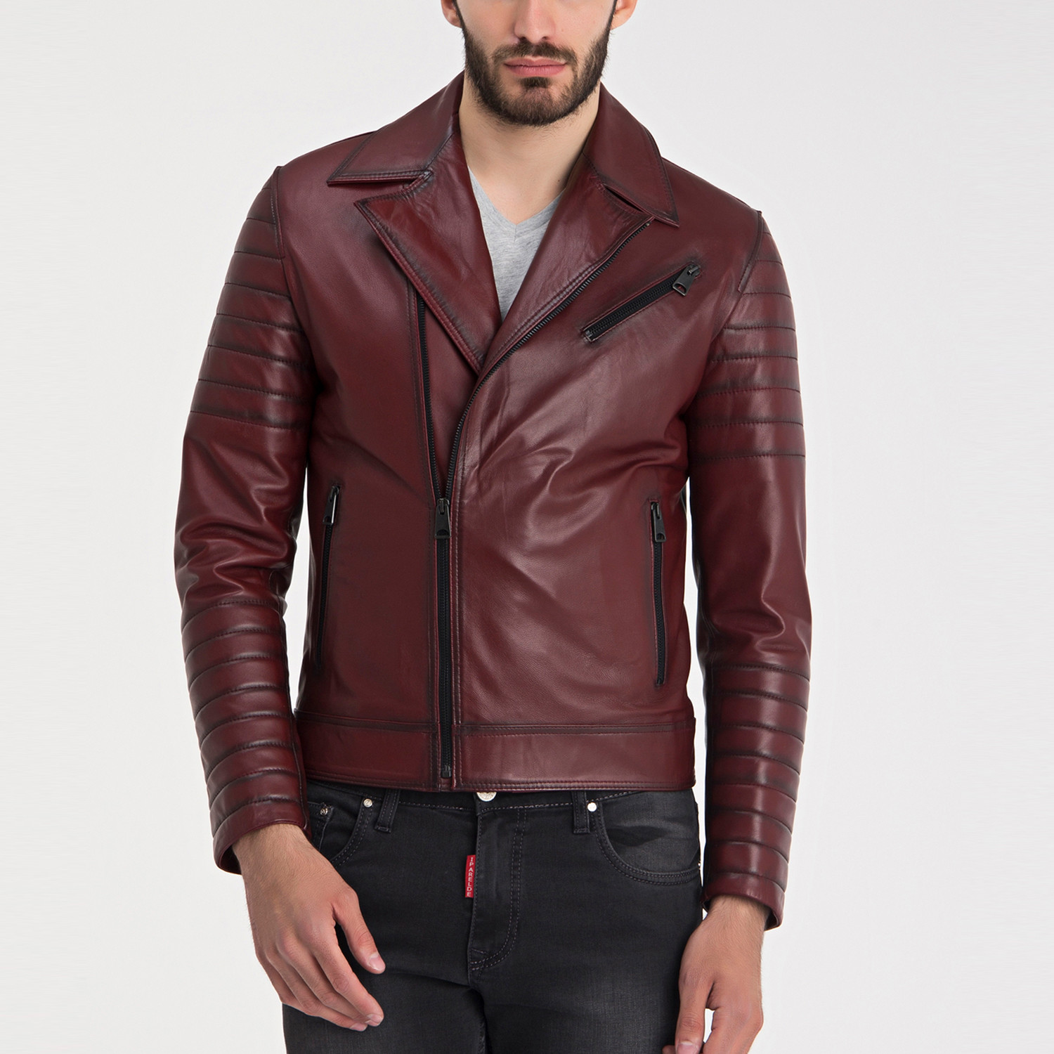 Davis Leather Jacket // Bordeaux (S) - Iparelde - Touch of Modern