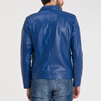 Omer Leather Jacket // Blue (L)