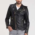 Sungurlu Leather Jacket // Black + Gold (L)