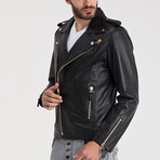 Sungurlu Leather Jacket // Black + Gold (M)