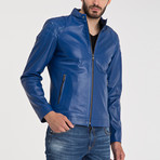 Omer Leather Jacket // Blue (L)