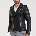 Biga Leather Jacket // Black + Gold (3XL)