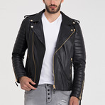Biga Leather Jacket // Black + Gold (L)