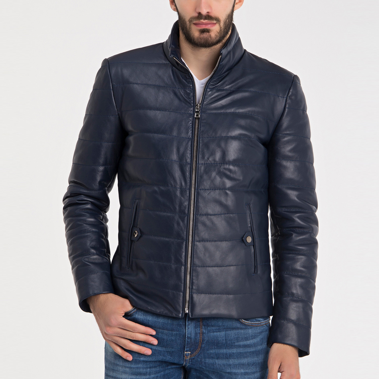 Manuel Leather Jacket // Dark Blue (S) - Iparelde // Burak & Espana ...