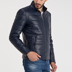Manuel Leather Jacket // Dark Blue (M)