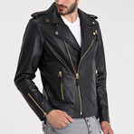 Sungurlu Leather Jacket // Black + Gold (S)