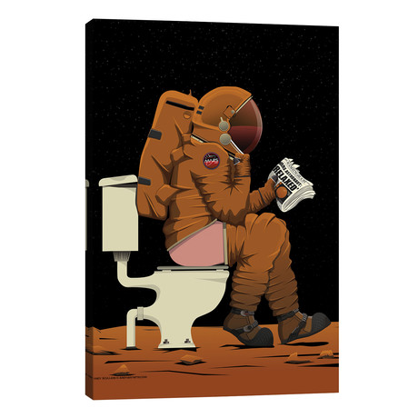 Mars Astronaut On The Toilet // WyattDesign (26"W x 40"H x 1.5"D)