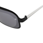 Raf Simons // Unisex RAF19C1 Rectangular Aviator Sunglasses // Black + Gray