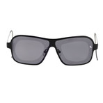 Raf Simons // Unisex RAF19C1 Rectangular Aviator Sunglasses // Black + Gray