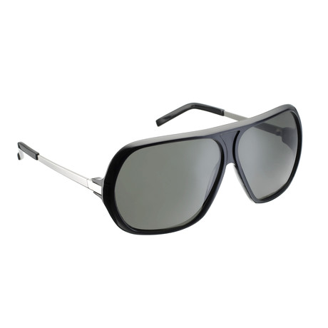 Raf Simons // Unisex RAF2A Aviator Sunglasses // Black + Mirror Lens