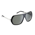 Raf Simons // Unisex RAF2A Aviator Sunglasses // Black + Mirror Lens