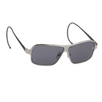 Raf Simons // Unisex RAF19C4 Rectangular Aviator Sunglasses // Silver + Gray