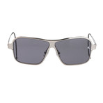 Raf Simons // Unisex RAF19C4 Rectangular Aviator Sunglasses // Silver + Gray