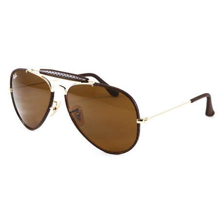 Unisex RB3422Q Aviator Craft 9041 Sunglasses // Leather Brown