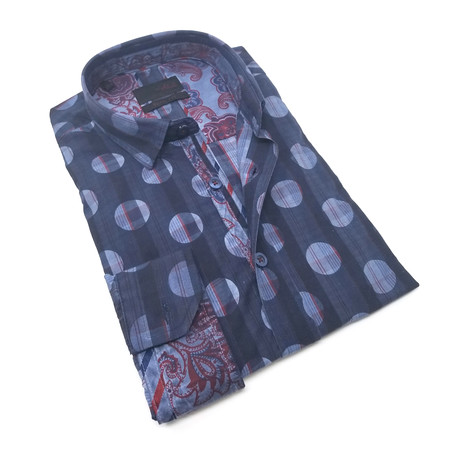 Capri Button-Up Long Sleeve Shirt // Navy (S)