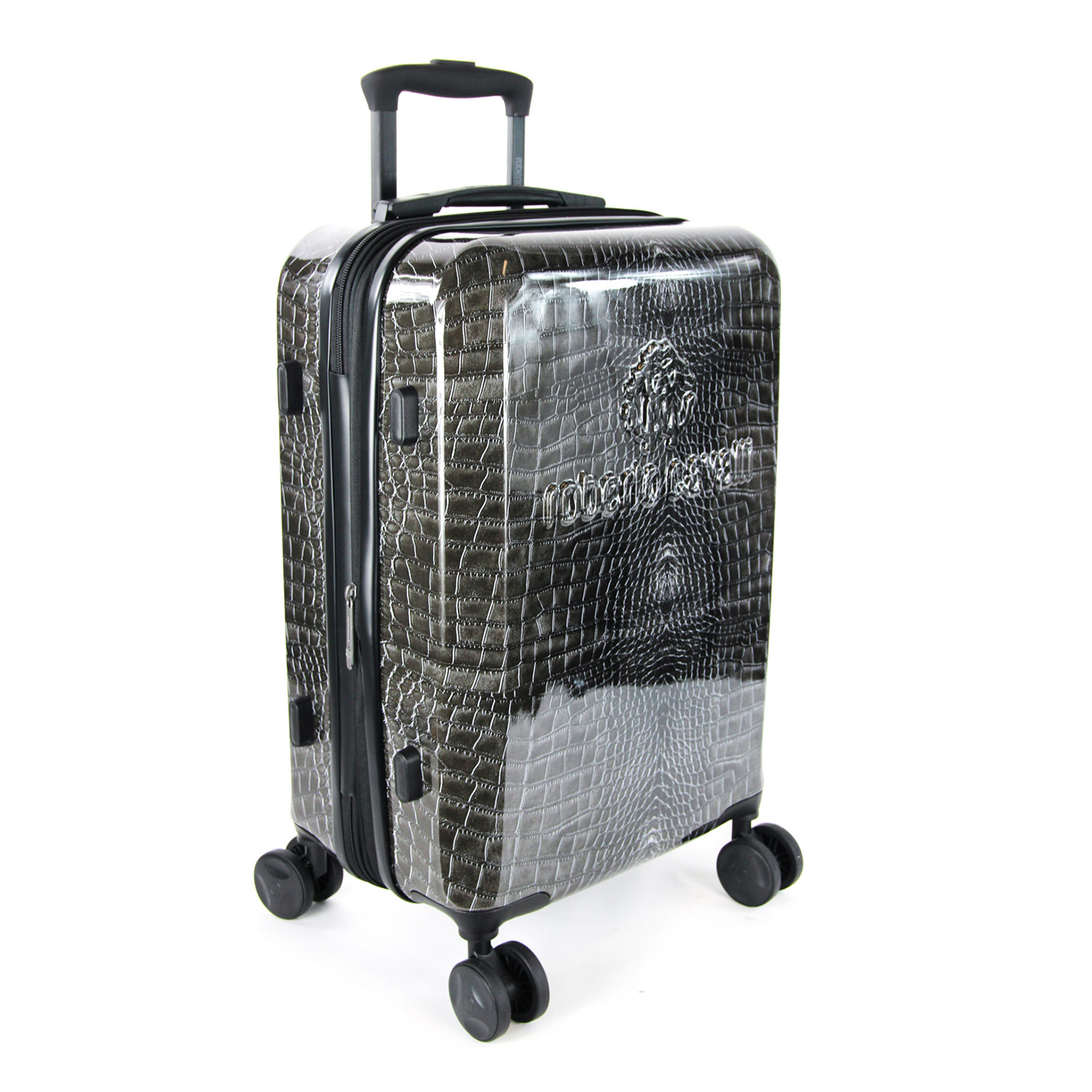 Classic Logo Crocodile Print Carry-On Luggage // Black - Roberto ...