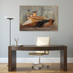 Brown Ship // Mixed Media Iron Hand Painted Dimensional Wall Art