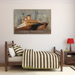 Brown Ship // Mixed Media Iron Hand Painted Dimensional Wall Art